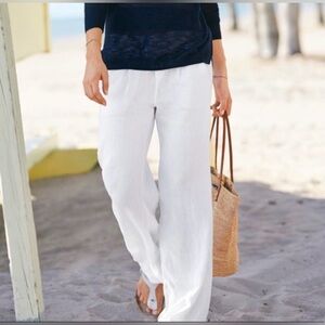 Athleta Wide Leg Linen Pants LT 32” LONG ins High Rise